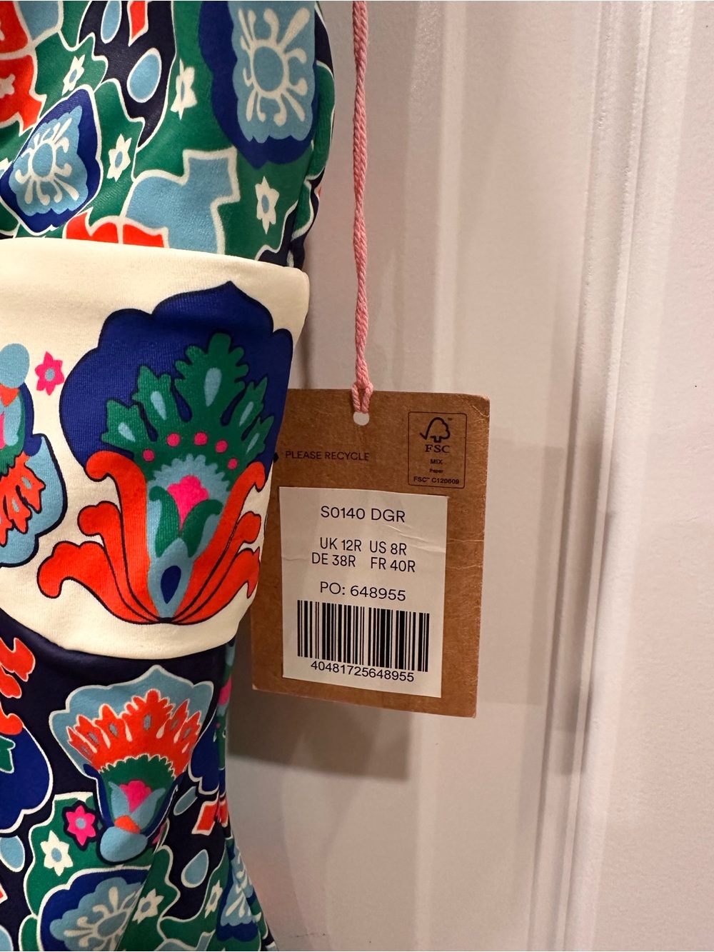 Boden Porto Floral Mosaic One-Piece Swimsuit in Blue, Green & Orange - Picture 3 of 7